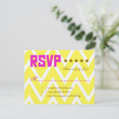 PALM BEACH RSVP Yellow Chevron Linen Paper Kaartje (Staand voorkant)