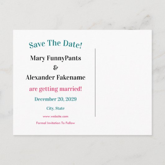 Palm Beach Save the Date Pink Flamingo Aankondigingskaart (Achterkant)