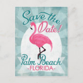 Palm Beach Save the Date Pink Flamingo Aankondigingskaart (Voorkant)