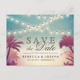 Palm Beach String Lights Bruiloft Save the Date Aankondigingskaart