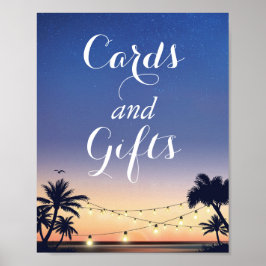 Palm Beach String Lights Kaart en Gifts Sign Poster