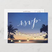 Palm Beach String Lights Summer Sunset RSVP Antwoo Uitnodiging Briefkaart (Voorkant / Achterkant)