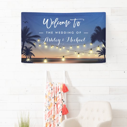 Palm Beach String Lights Summer Wedding Party Spandoek (Insitu)