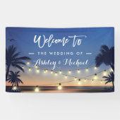 Palm Beach String Lights Summer Wedding Party Spandoek (Horizontaal)