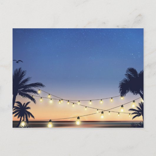 Palm Beach String Lights Wedding Details Behuizing Uitnodiging Briefkaart (Achterkant)