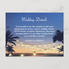 Palm Beach String Lights Wedding Details Behuizing Uitnodiging Briefkaart