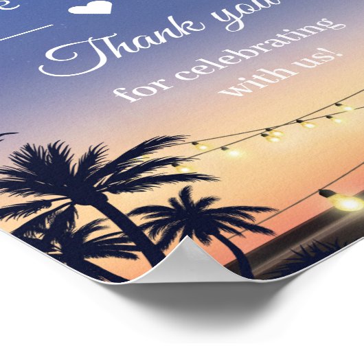 Palm Beach String Lights Wedding Favors Sign Poster (Hoek)