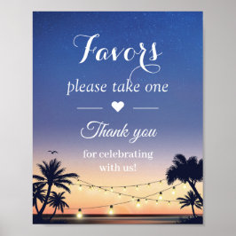 Palm Beach String Lights Wedding Favors Sign Poster