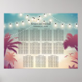 Palm Beach String Lights Wedding Seding Chart Poster (Voorkant)