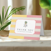 Palm Beach Stripe Tropical 25th Birthday Thank You Bedankkaart