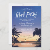 Palm Beach Sunset String Lights Graduparty Kaart (Voorkant)