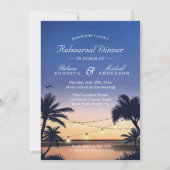 Palm Beach Sunset String Lights Rehearsal Dinner Kaart (Voorkant)