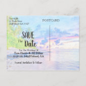 Palm Beach Sunset Waterverf Sla de datum op Aankondigingskaart (Achterkant)