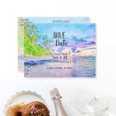 Palm Beach Sunset Waterverf Sla de datum op Aankondigingskaart