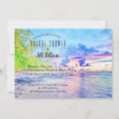 Palm Beach Sunset Waterverf Vrijgezellenfeest Kaart (Voorkant)