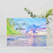 Palm Beach Sunset Waterverf Vrijgezellenfeest Kaart (Staand voorkant)