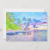 Palm Beach Sunset Waterverf Vrijgezellenfeest Kaart (Achterkant)