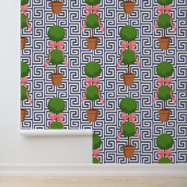 Palm Beach Topiary Navy Griekse Sleutel Peel & Sti Behang