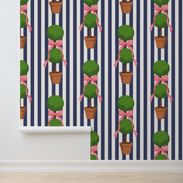 Palm Beach Topiary Navy Streep Peel & Stick  Behang (Applicatie)