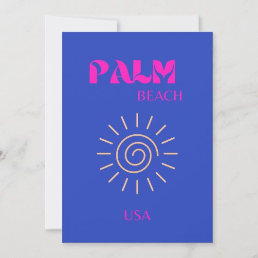 Palm Beach, Travel Art, Florida, Blue Bedankkaart (Voorkant)