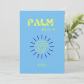 Palm Beach, Travel Art, Florida, Preppy, Blue Feestdagenkaart (Staand voorkant)
