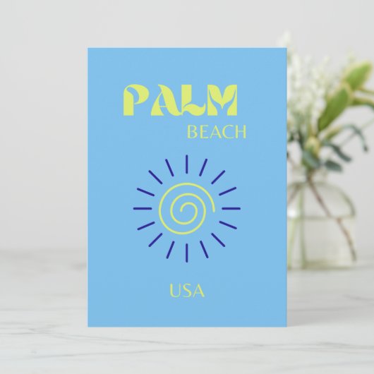 Palm Beach, Travel Art, Florida, Preppy, Blue Feestdagenkaart (Staand voorkant)