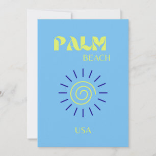 Palm Beach, Travel Art, Florida, Preppy, Blue Feestdagenkaart