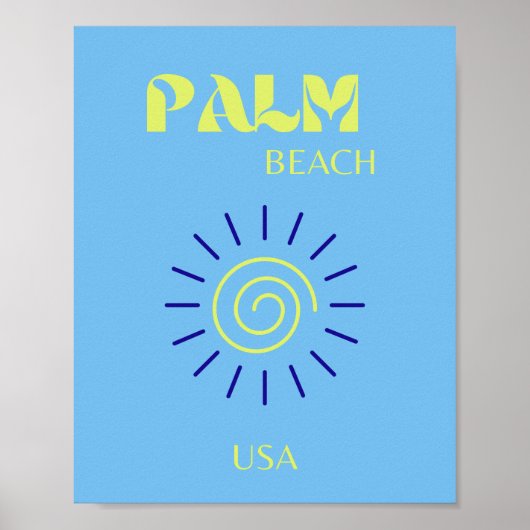 Palm Beach, Travel Art, Florida, Preppy, Blue Poster (Voorkant)