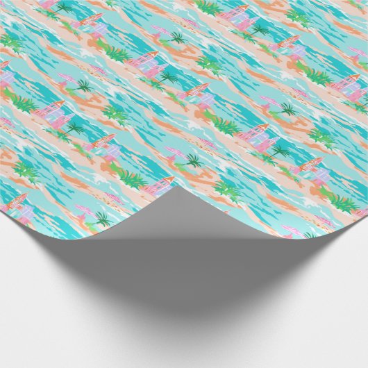 Palm Beach Tropical Beach Sand Castle Cadeaupapier (Hoek)