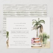 Palm Beach Tropical Cabana Baby shower Invite Bedankkaart (Voorkant / Achterkant)