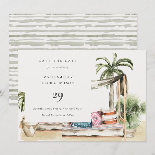 Palm Beach Tropical Cabana bewaart de Date Kaart (Voorkant / Achterkant)