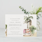 Palm Beach Tropical Cabana Couples Shower Invite Bedankkaart (Staand voorkant)