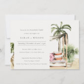 Palm Beach Tropical Cabana Verloving Invite Bedankkaart (Voorkant)