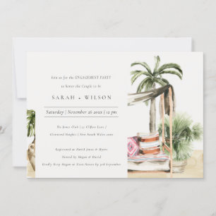 Palm Beach Tropical Cabana Verloving Invite Bedankkaart