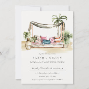 Palm Beach Tropical Cabana Vow Renewal Invite Bedankkaart