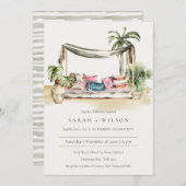 Palm Beach Tropical Palm Cabana Wedding Invite Bedankkaart (Voorkant / Achterkant)