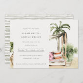 Palm Beach Tropical Palm Cabana Wedding Invite Bedankkaart (Voorkant / Achterkant)