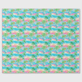 Palm Beach tropisch eiland Cadeaupapier (Vlak)