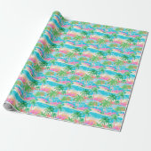 Palm Beach tropisch eiland Cadeaupapier (Uitgerold)