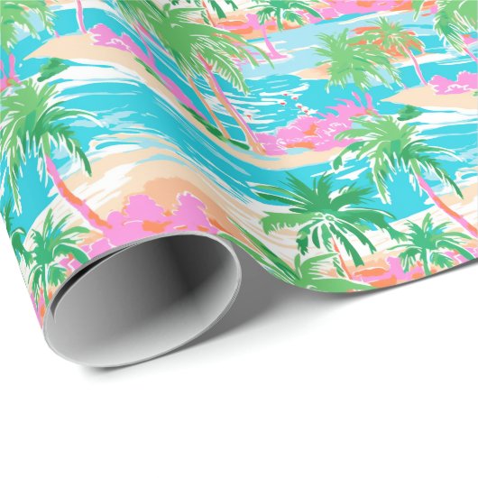 Palm Beach tropisch eiland Cadeaupapier (Rol Hoek)