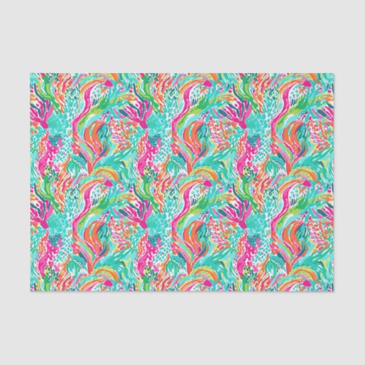 Palm Beach tropisch eiland onderwater koraal Tissuepapier (Voorkant)