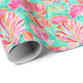 Palm Beach Tropische kleurrijke zeeschelpen Cadeaupapier (Rol Hoek)