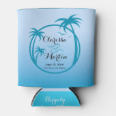 Palm Beach Tropische Logo | hemelsblauw Blikjeskoeler (Voorkant)