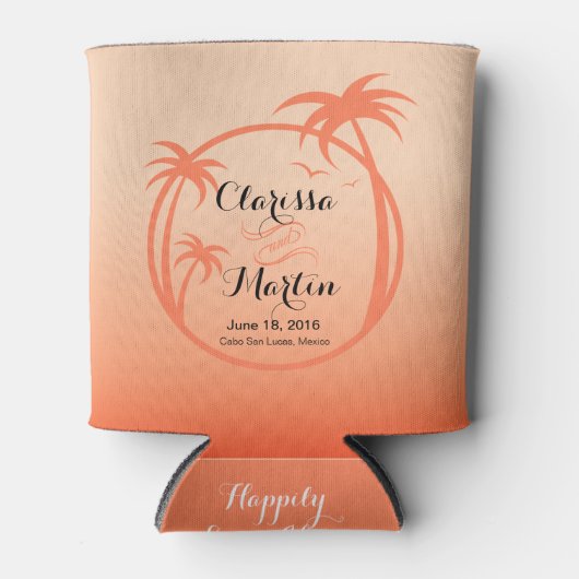 Palm Beach Tropische Logo | perzik Blikjeskoeler (Voorkant)