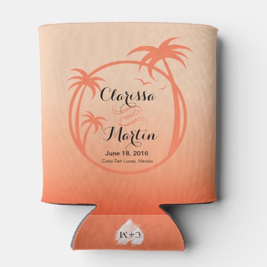 Palm Beach Tropische Logo | perzik Blikjeskoeler (Achterkant)