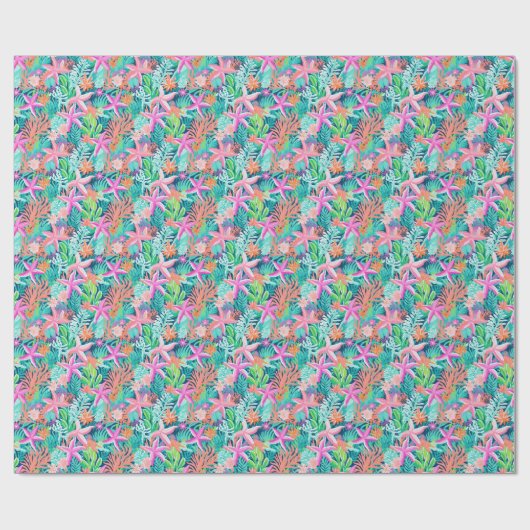 Palm Beach Tropische onderwater zeester Cadeaupapier (Vlak)