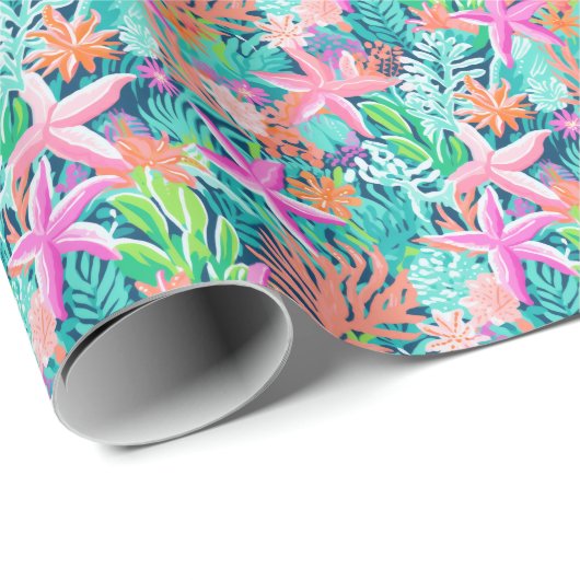 Palm Beach Tropische onderwater zeester Cadeaupapier (Rol Hoek)