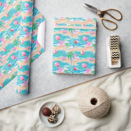 Palm Beach Tropische Palm Tree Island Beach Bal Cadeaupapier (Crafts)