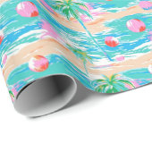Palm Beach Tropische Palm Tree Island Beach Bal Cadeaupapier (Rol Hoek)