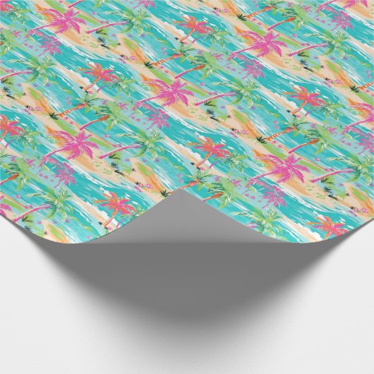 Palm Beach tropische palmboom eiland Cadeaupapier (Hoek)